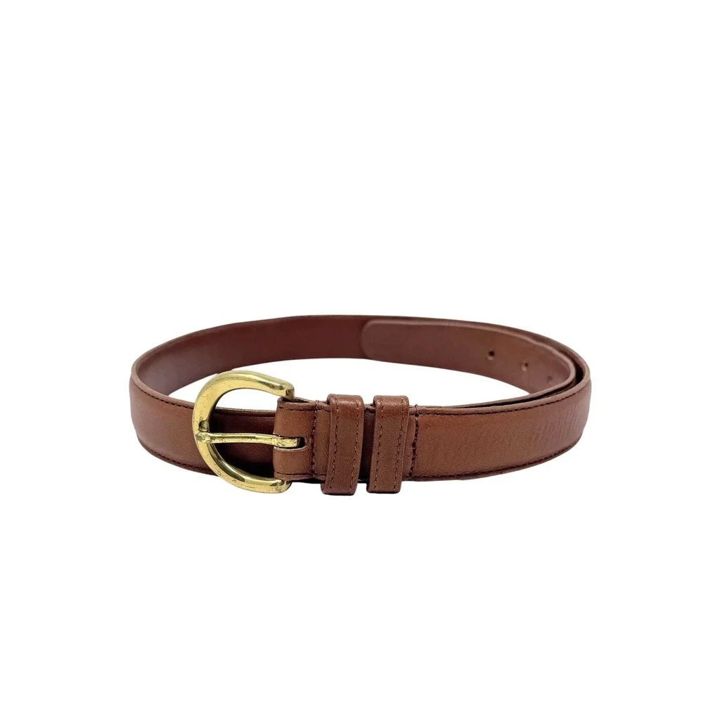 Vintage Coach Brown Leather Belt Brass Buckle Women's‎ M Archival 90s Minimalist